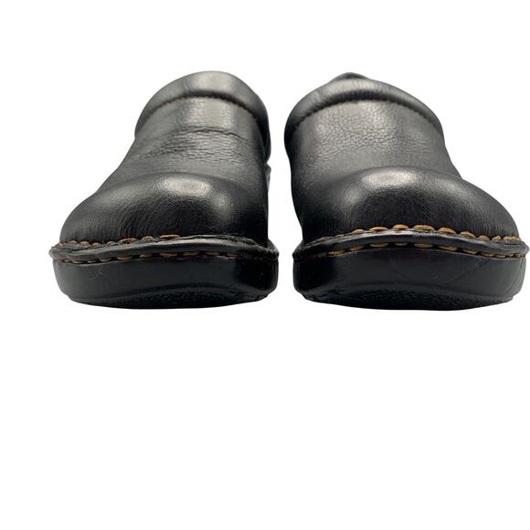 Born BOC Peggy Clogs Size 8 Pebbled Leather Slip On Casual Comfort Black Womens - Picture 6 of 11